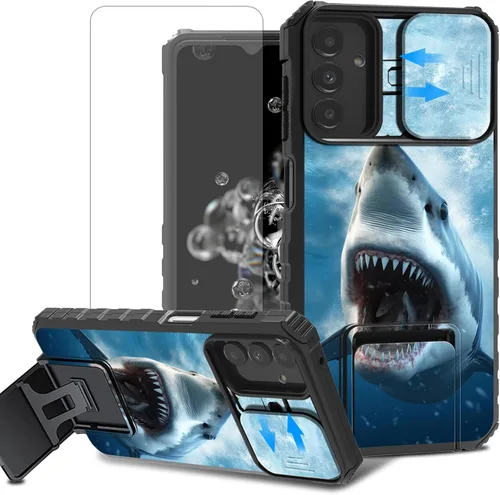 Vista 22 de Funda para teléfono Samsung Galaxy A15 5G con protector de pantalla con cubierta deslizante para cámara y soporte de doble capa híbrida resistente a