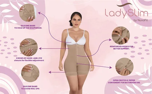 Vista 6 de LadySlim by NuvoFit 005 Fajas Colombianas Reductoras y Moldeadoras Postparto de Mujer Faja adelgazante levantadora de glúteos para mujer