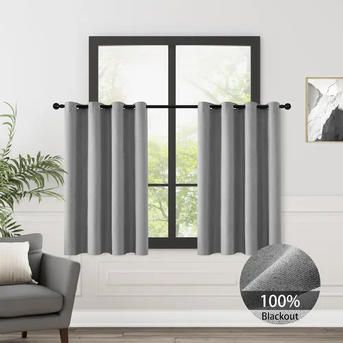 Vista 126 de ChrisDowa Cortinas 100% Opacas de Abedul Sólido de 45 Pulgadas de Largo, 2 Paneles para Dormitorio y Sala de Estar, Estilo Granja Oscurecedoras