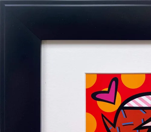 Vista 3 de Romero Britto "Abrazar" recién enmarcado personalizado impreso de arte tamaño marco medidas aprox. 15" x 17" Tamaño de la imagen: 8" x 10