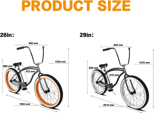 Vista 8 de Tracer Avalon Beach Cruiser Bike para adultos, ruedas de 26/29 pulgadas, neumático de grasa 3.0/4.0, velocidad 1/7, bicicleta de crucero completa.
