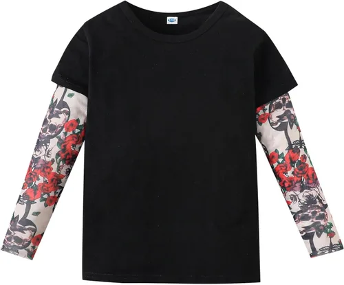 Vista 9 de LYSMuch Camiseta de manga larga para niños y niñas Negro