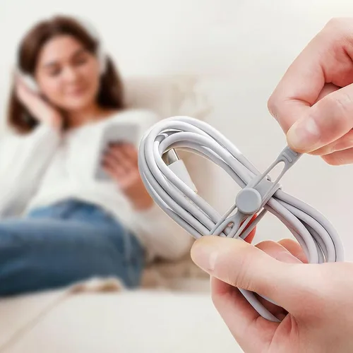 Vista 6 de Organizador de cables de datos, bridas de silicona reutilizables, organizador de cables elásticos multiusos para agrupar y sujetar cables