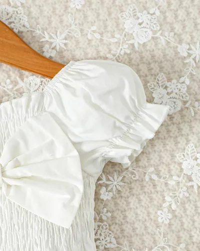 Vista 4 de Mioglrie Ropa para bebé niña con volantes y pantalones cortos, conjunto de ropa para niñas pequeñas