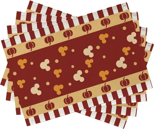 Vista 11 de Seliem Camino de Mesa de Calabaza de Otoño, Decoración de Mesa de Cocina y Comedor de Lunares Rojos de Acción de Gracias de Otoño, Decoración