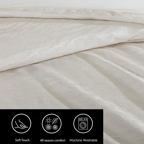Vista 6 de Vera Wang - Juego de funda de edredón tamaño Queen, ropa de cama de algodón suave con sensación de tejido texturizado, cierre de botón y lazos