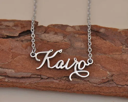 Vista 2 de Collar con nombre personalizado para cumpleaños, Metal, Acero inoxidable