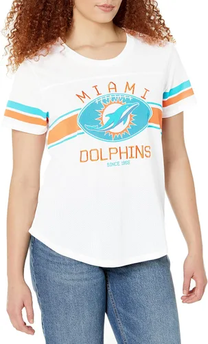 Vista 42 de Ultra Game Women's NFL Official Soft Mesh Varsity Stripe T-Shirt