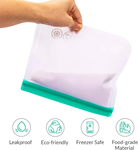 Vista 4 de Paquete de 22 bolsas de almacenamiento reutilizables, sin BPA