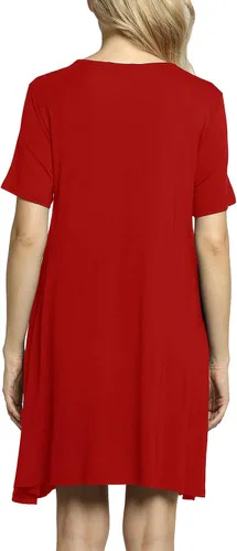 Vista 2 de Afibi Bolsillos sueltos de manga corta para mujer vestidos casual