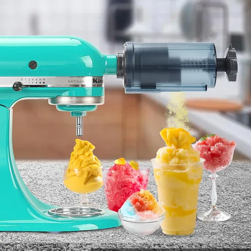 Vista 4 de Accesorio de hielo de afeitar para batidora de pie KitchenAid, con 8 moldes para batidoras de pie KitchenAid, accesorio de afeitadora de hielo