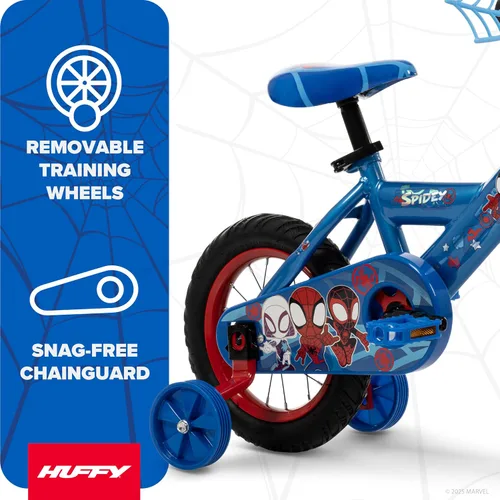 Vista 3 de Huffy Disney and Marvel 12/16 Inch Boys Bikes, Multiple Color Options Azul Spidey y sus increíbles amigos
