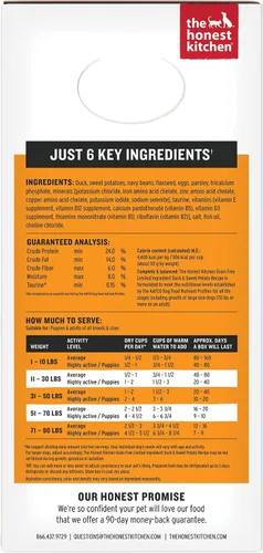 Vista 2 de The Honest Kitchen Alimento Deshidratado de Grado Humano con Ingredientes Limitados de Pato y Batata Dulce para Perros, Caja de 10 lb