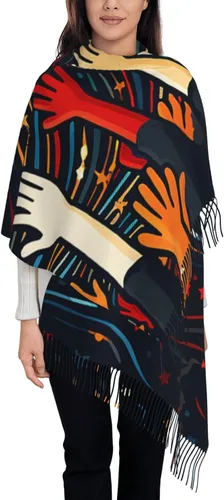 Vista 11 de Bufandas para mujer, bufanda cálida de invierno, con borla, manta de gran tamaño, bufandas de color negro, melocotón, rosa, chal