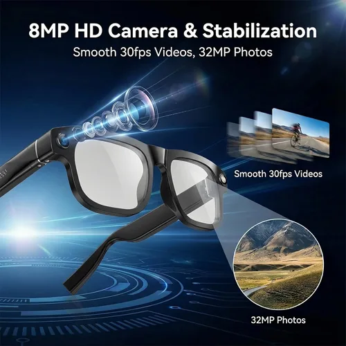 Vista 4 de AI Smart Glasses with Camera, 8MP HD Bluetooth Camera Glasses for Women Men