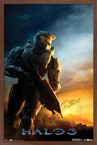 Vista 7 de Trends International Halo 3 - Póster de pared del Despertar, 14.725 x 22.375 pulgadas, versión con marco de madera tipo granero