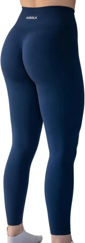 Vista 3 de AUROLA - Leggings de entrenamiento para mujer, diseño sin costuras, con control de abdomen, para gimnasio, acondicionamiento físico, pantalones