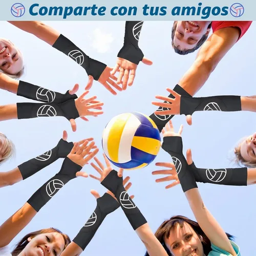 Vista 5 de Minatee Mangas de brazo de voleibol Mangas de antebrazo de pase y golpe con almohadillas de protección y agujero para el pulgar