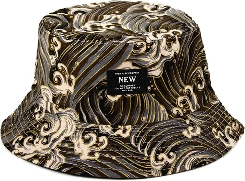 Vista 7 de Sombrero de pescador The Great Wave Off Kanagawa Sombrero de pesca Japón Arte de doble cara para hombres mujeres Camping Senderismo Boonie Cap