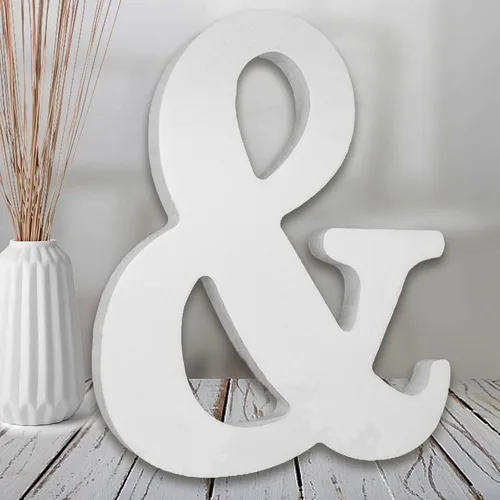 Vista 28 de AOCEAN Letras de madera blanca de 8 pulgadas, letras de madera sin terminar para pared, letras decorativas de pie en rodajas, decoración de tablero