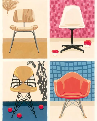 Vista 6 de Ravensburger CreArt Eames Take a Seat Kit de pintura por números para adultos, pintura de artes y manualidades para edades de 12 años en adelante