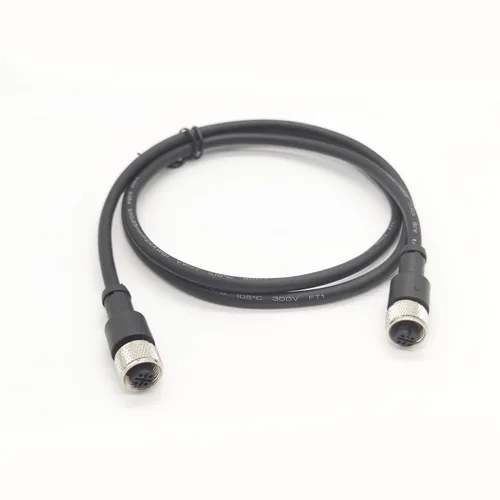 Vista 6 de Cable conector M12 de 5 pines hembra a hembra, cable de moldeo recto de código doble hembra sensor de aviación Cable eléctrico de PVC 125V 4A AC/DC