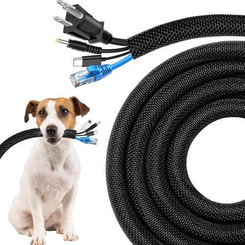 Vista 8 de Secbolt Protectores de cable de mascotas sin masticar, 10 pies - 1/2 pulgada, beige Cubiertas de cable duraderas para mascotas, protector