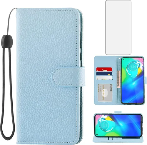 Vista 10 de Asuwish Funda de teléfono para Moto G Power 2020 con protector de pantalla de vidrio templado y funda de cartera, soporte para tarjetas, accesorios