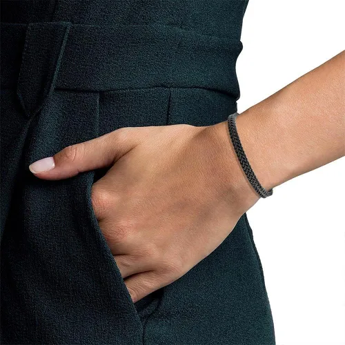 Vista 4 de Geoffrey Beene Pulsera de cadena doble Franco de acero inoxidable para hombre con extensión Negro