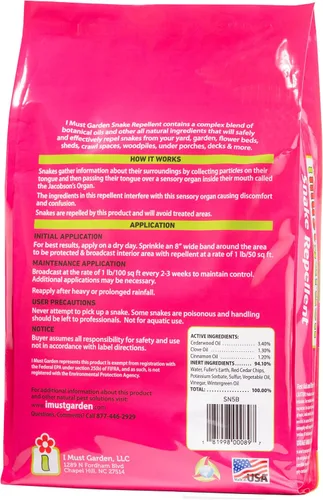 Vista 2 de I Must Garden - Repelente de serpientes: potente protección totalmente natural, bolsa de 5 libras