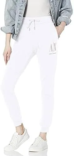 Vista 2 de Armani Exchange Womens Drawstring Logo Studs Terry Jogger Pant