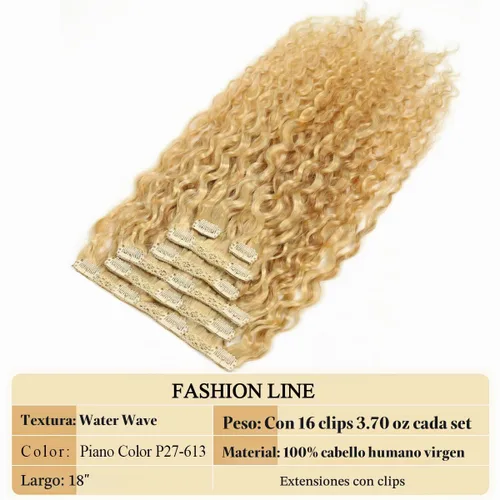 Vista 3 de Extensiones de cabello humano brasileño ondulado P27-613 rubio sin procesar, extensiones de cabello humano sin procesar, 1 unidad, 3.53 onzas
