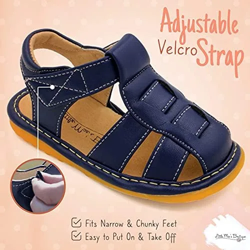 Vista 4 de Zapatos con para bebé de Little Mae's Boutique, color marrón, negro o azul marino, sandalias cerradas, zapatos ideales para caminar para bebés