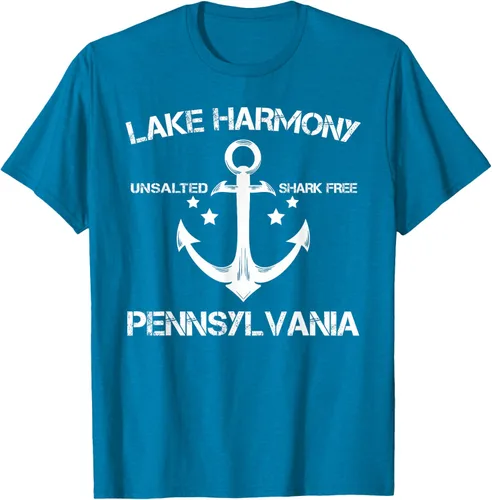 Vista 9 de Playera divertida de Lago Harmony Pennsylvania para acampada o pesca Negro