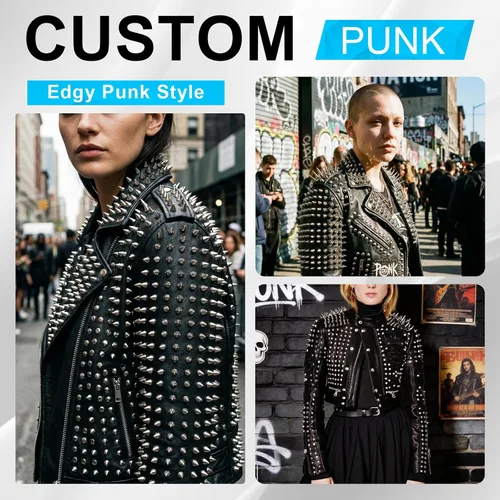 Vista 6 de Domthent Kit de clavos y tachuelas punk, 363 juegos con tachuelas de tornillo, 8 tamaños de cono de metal y tachuelas piramidales para chaqueta