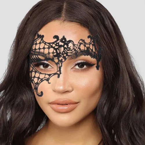 Vista 5 de Tgirls Máscara de encaje para mujer, máscara de encaje negro, máscara de ojos de Halloween