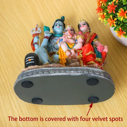 Vista 6 de Estatua de la familia de Dios Shiva de la India, de 6.1 pies de altura, ídolos hindúes Shiva, escultura familiar Ganesh Parvati Murti Moorti Pooja