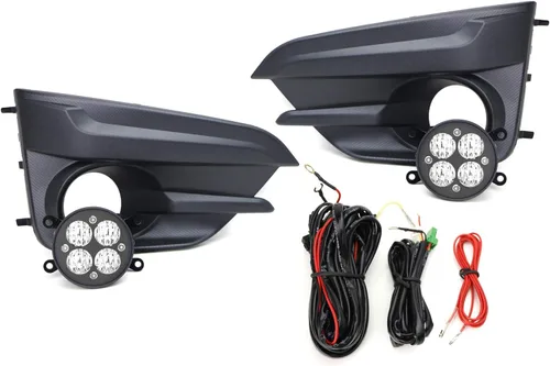 Vista 9 de iJDMTOY Lente transparente de 24 W de alta potencia LED gran angular SAE Flood Beam Kit de luz antiniebla con biseles de lámpara de niebla, arnés