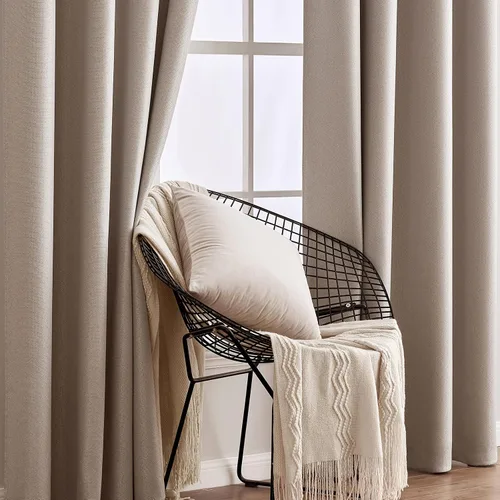 Vista 6 de MIULEE Cortinas con textura de lino de 90 pulgadas de largo, paneles de cortina opacas para dormitorio/sala de estar, cortinas aislantes térmicas