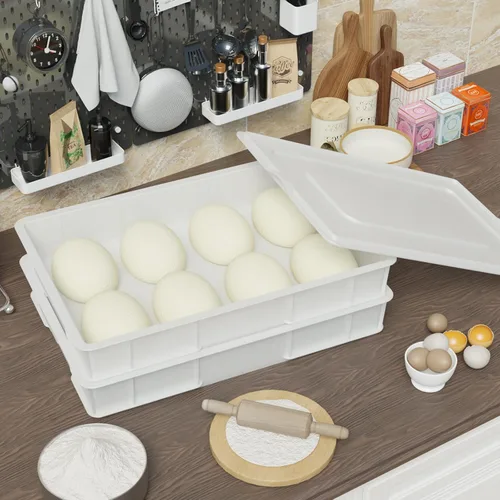 Vista 6 de Paquete de 2 cajas de masa apilables para pizza con 2 tapas Plastic, Bread Container, Dough Trays, airtight lid keeps dough fresh, fits neatly in