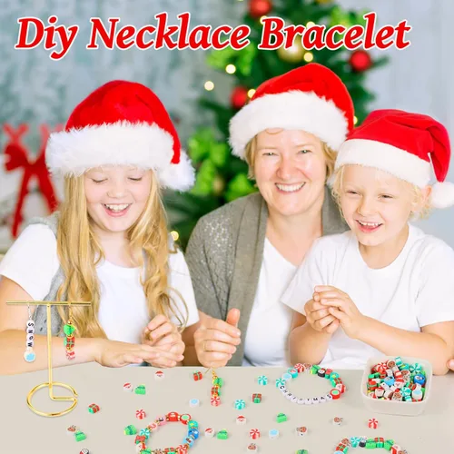 Vista 7 de 200 cuentas de arcilla polimérica de Navidad con encantos para hacer pulseras, cuentas planas de 10 mm de espaciador de heishi de arcilla