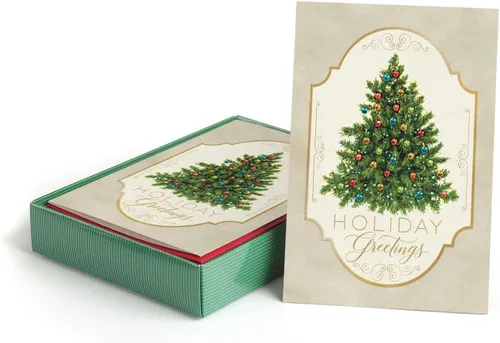 Vista 15 de Between The Branches Tarjetas Navideñas con Lámina Dorada / 16 Tarjetas de Navidad en Caja con Sobres Forrados de Lámina / 5 5/8" x 7 7/8" Tarjetas