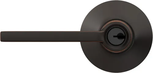 Vista 6 de Schlage F51A LAT 716 Latitude - Manija de puerta con bloqueo de entrada con llave, en acabado de bronce envejecido