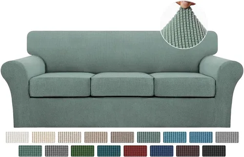 Vista 80 de Turquoize 2 fundas para sillas de sala de estar, funda de sofá con fundas de cojín individuales, funda de muebles para sillas (silla, beige biscotti)