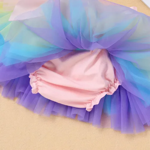 Vista 6 de ODASDO Conjunto de 3 piezas para bebé niña con diseño de arco iris para el primer y segundo cumpleaños de la torta