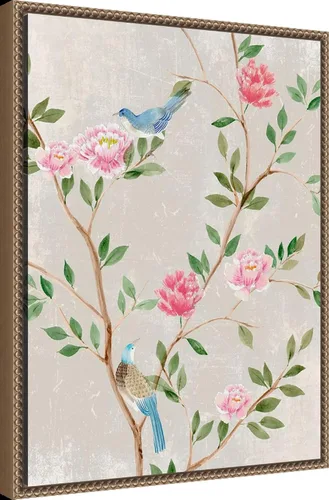 Vista 2 de Amanti Art Lienzo enmarcado para pared, 24 x 18 pulgadas, jardín de pájaros I de Aria K, lienzo enmarcado para pared, obras de arte de animales