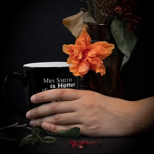 Vista 9 de PlaqueMaker Taza de café Bistro de cerámica personalizada, texto grabado con láser, 16 onzas (negro)
