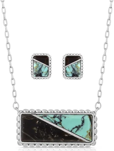 Vista 7 de Montana Silversmiths Conjunto de joyería de estilo occidental con turquesa elaborada a mano: aretes y collar