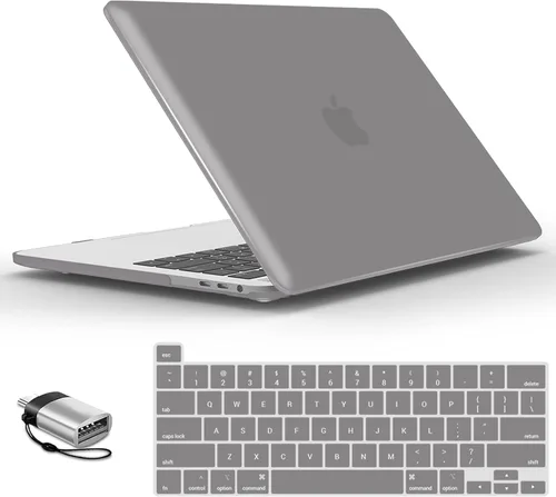 Vista 16 de IBENZER - Carcasa rígida de tacto suave para MacBook Pro de 13 pulgadas con Touch Bar y Touch ID, con funda de teclado y adaptador Type C