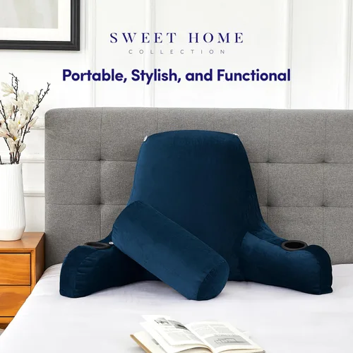 Vista 7 de Almohada de lectura extra grande máxima comodidad y apoyo para reposo en cama con portavasos